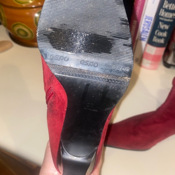 Women Vintage boots heels booties 80s Red tiger stripe suede bootie punk espo 37 - Picture 12 of 14